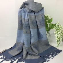 Load image into Gallery viewer, 055-Tree Reversible Scarf-Blue