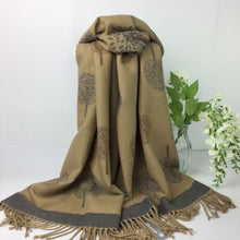 Load image into Gallery viewer, 055-Tree Reversible Scarf-Camel