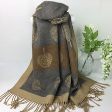 Load image into Gallery viewer, 055-Tree Reversible Scarf-Camel