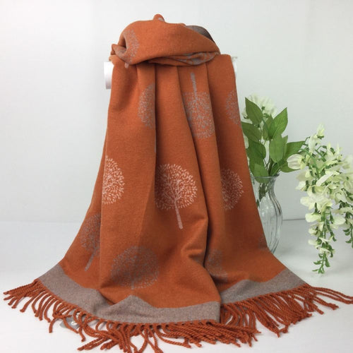 055-Tree Reversible Scarf-Orange