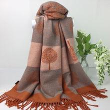 Load image into Gallery viewer, 055-Tree Reversible Scarf-Orange