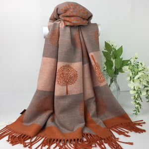 055-Tree Reversible Scarf-Orange