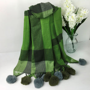 273-PomPom Scarf-Green