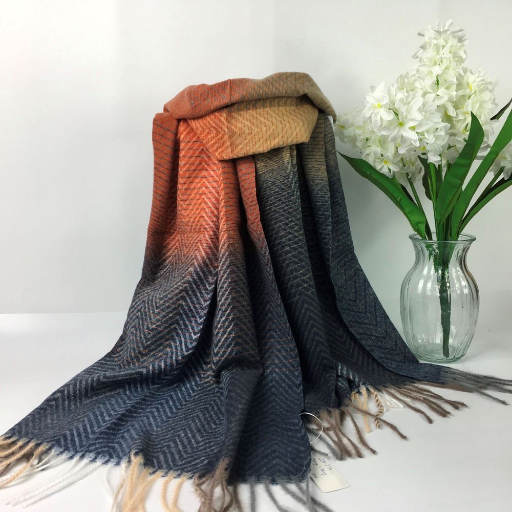 276-Scarf- Orange & Navy