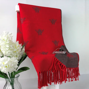2105-001- Bee Scarf-Hot Red