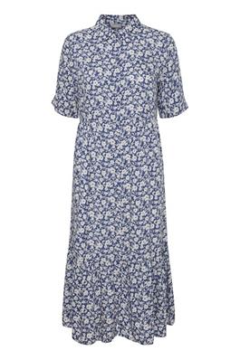 0498- Royal Blue Floral Print Dress- Fransa