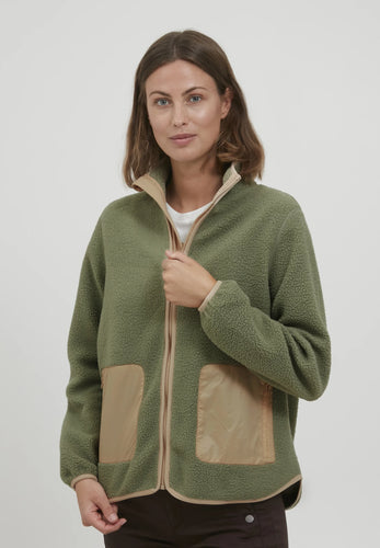 0887 Fransa Fleece Jacket- Forest Green