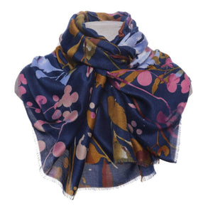 1034514- Floral Scarf- Navy- Zelly