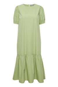 2074- Short Sleeve Midi Dress- Forest Shade Green- Fransa