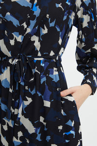 1636- Long Sleeve Midi Dress- Navy Blazer Mix- Fransa