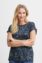 Load image into Gallery viewer, 0634-Blue Floral Mix Tee- Fransa