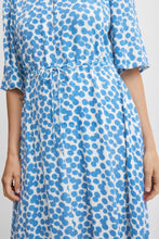Load image into Gallery viewer, 1895- V Neck Long Dress with Drawstring- Blue Print- Fransa