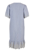 Load image into Gallery viewer, 6534- Pinstripe V Neck Dress w/ embroidered detail- Sunday