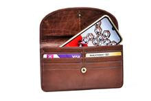 Load image into Gallery viewer, TK143 TINNAKEENLY LEATHERS Two Zip Compartment wallet purse Brown