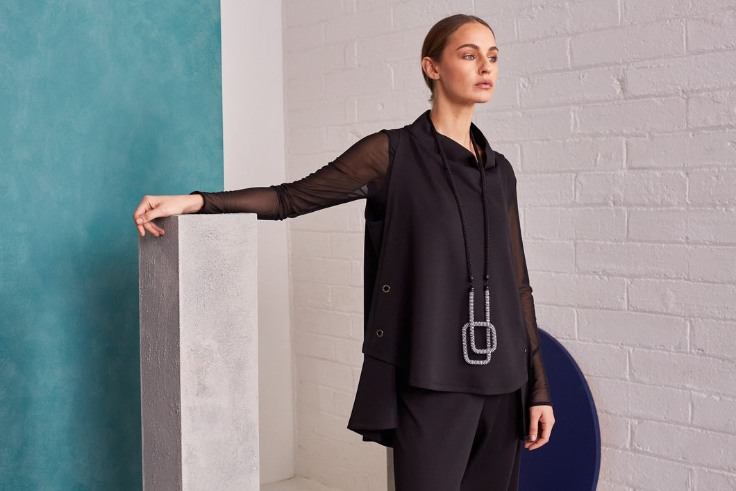 165 - High Neck Top/Button Side Naya