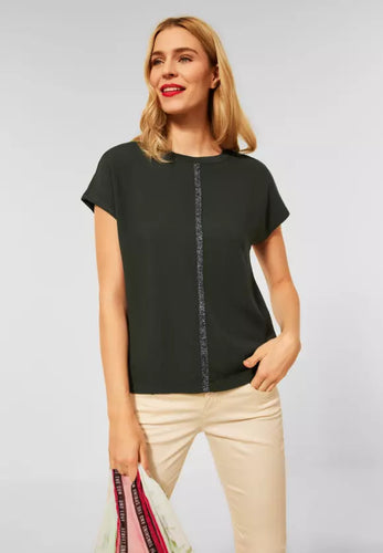 318351- Olive Green TShirt with Shimmer Detail - Street One
