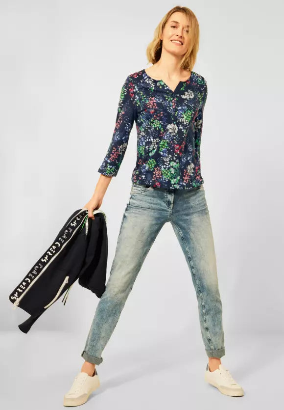 318454- Navy Printed Top - Cecil