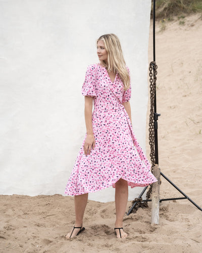 6598-Pink Wrap Dress- Marble