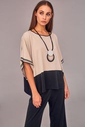 204 Naya Two Tone Top - Black