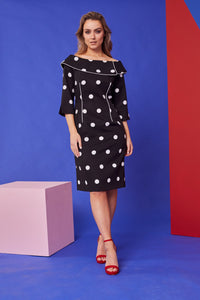 22132- Kate Cooper Spot Dress with Collar