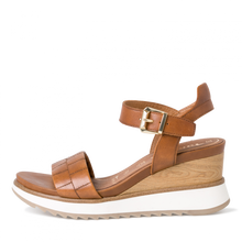 Load image into Gallery viewer, 28015- Brown Leather Wedge Sandal- Tamaris