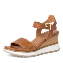 Load image into Gallery viewer, 28015- Brown Leather Wedge Sandal- Tamaris