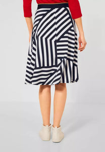 361039-  Navy Stripe Jersey Skirt - Cecil