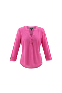 6518- Pink V-Neck Blouse- Marble