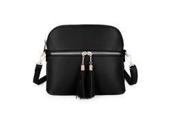31136 Crossbody Zip Front Bag-Black