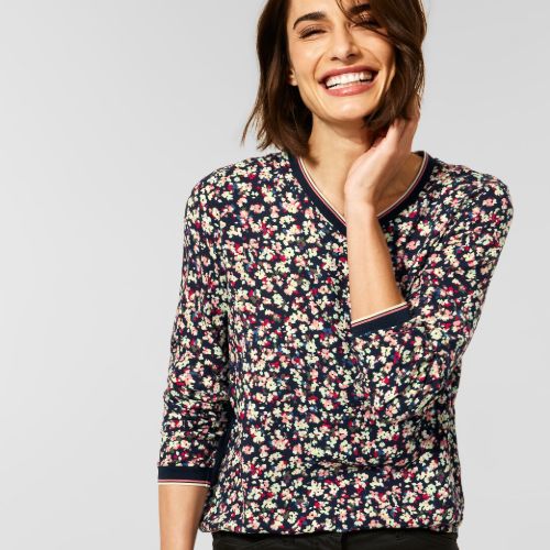 317372- Flower Print Sports Cuff Top - Cecil
