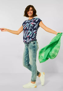 318456 - Print T-shirt with Stripe Back - Cecil