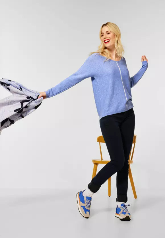301803- Blue V-neck Jumper - Street One
