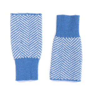 4001502- Fingerless Herringbone Gloves- Blue