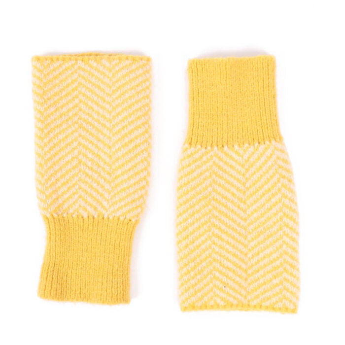 4001513- Fingerless Herringbone Gloves- Mustard