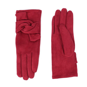 4002004- Gloves with Knot Detail- Burgundy- Zelly