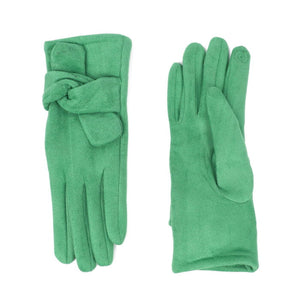 40020008- Gloves with Knot Detail- Green- Zelly