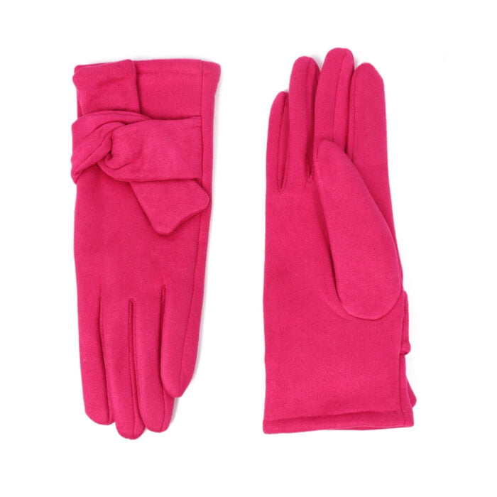 4002009- Gloves with Knot Detail- Hot Pink- Zelly