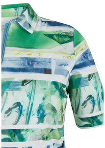 114355- Green Print Collar T-Shirt- Rabe