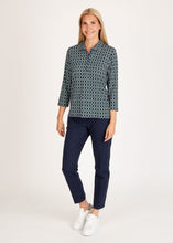 Load image into Gallery viewer, 122360- Green/Navy Collar Blouse - Rabe