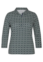 Load image into Gallery viewer, 122360- Green/Navy Collar Blouse - Rabe