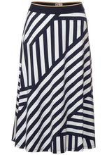 Load image into Gallery viewer, 361039-  Navy Stripe Jersey Skirt - Cecil