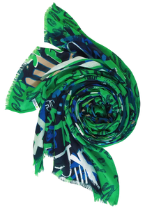 571906- Green Print Scarf - Cecil