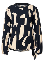 Load image into Gallery viewer, 343639- Navy/ Cream Printed Blouse