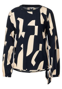 343639- Navy/ Cream Printed Blouse