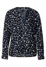 Load image into Gallery viewer, 343647- Long Sleeve Printed V Neck Blouse- Deep Navy- Street One