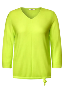 302319- V Neck Jumper w/ Drawstring Hem- Lime Yellow- Cecil