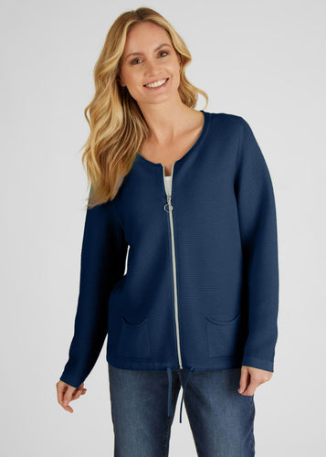 111530- Rabe Zip Front Cardigan- Navy