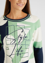 Load image into Gallery viewer, 111621- Rabe Knit Print Jumper- Green/Navy
