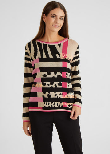 114621- Pink/Beige/Black Stripe jumper - Rabe