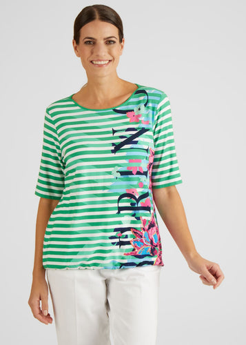 121353- Striped Top with Floral Print- Rabe